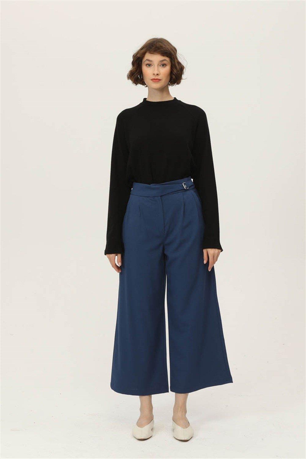 Çift Pile Pantolon İndigo