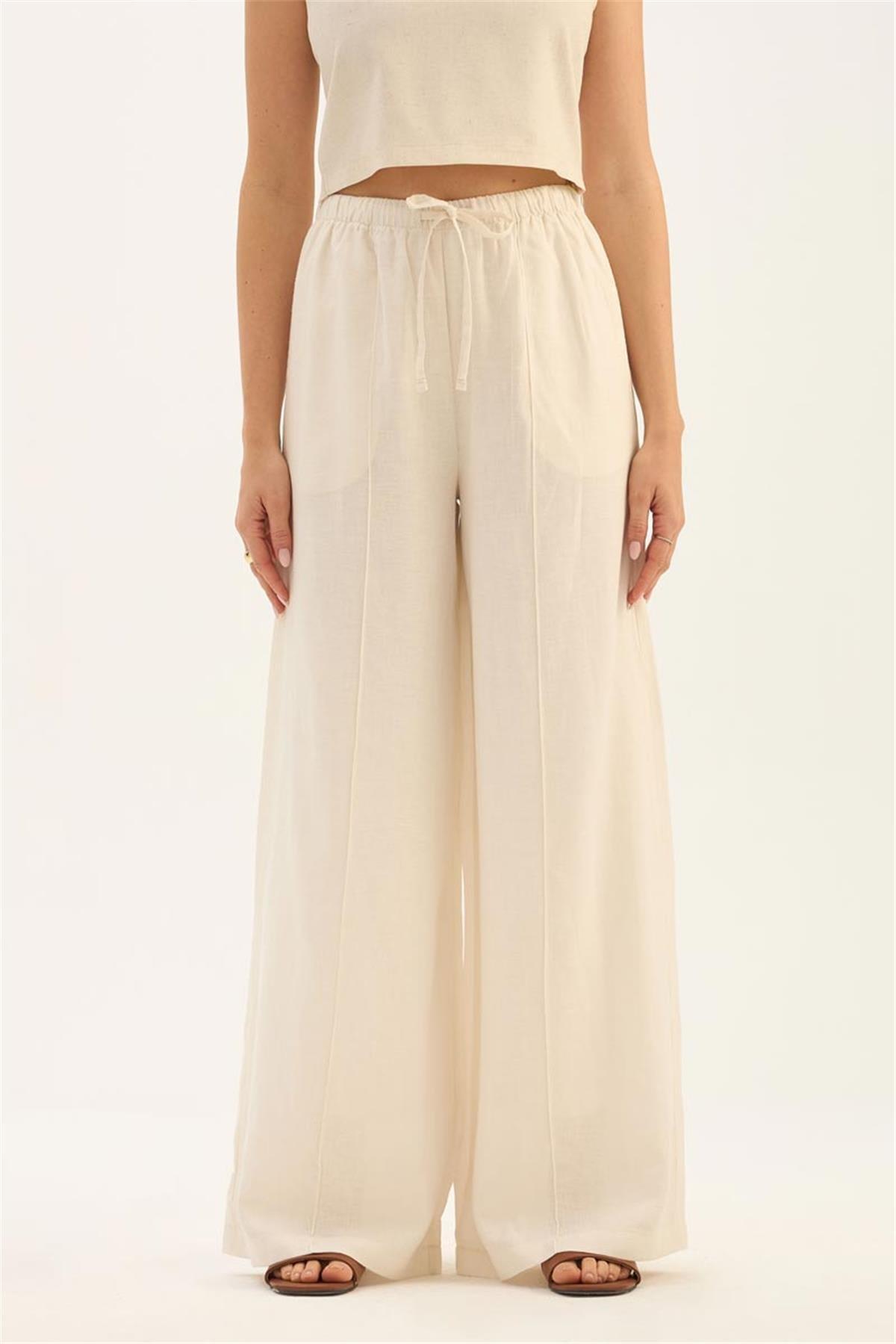 Çıma Dikişli Pantolon Ekru