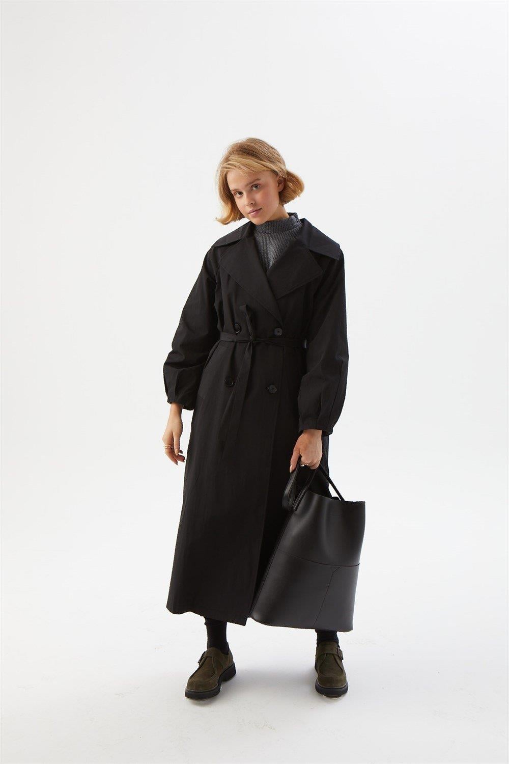 Deri Shopper Çanta Siyah