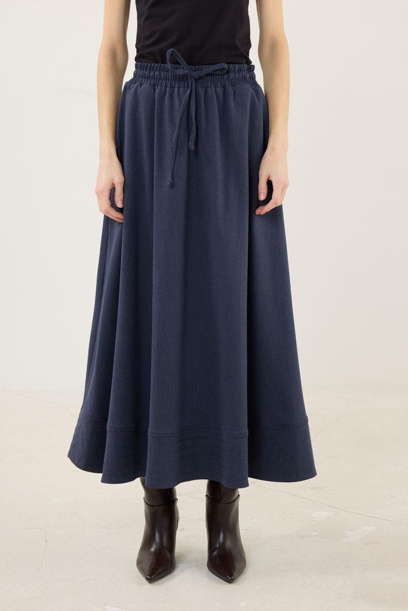 Dikiş Detaylı Etek Lacivert