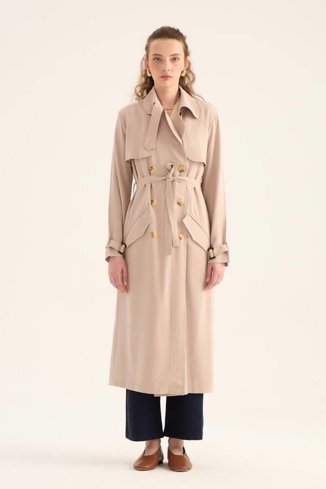 Fit Kalıp Tensel Trençkot Taş