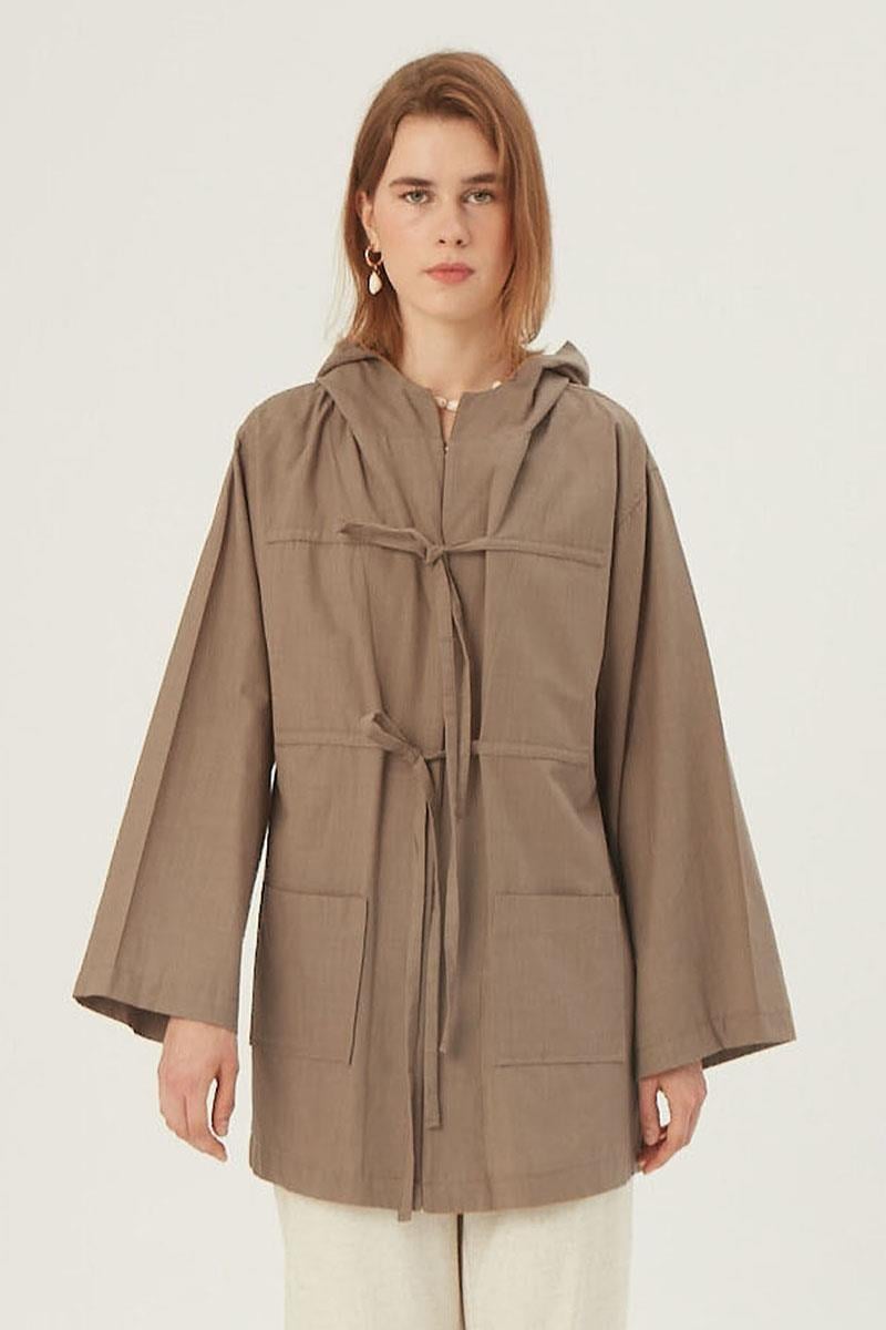 Kapüşonlu Kısa Ceket Camel