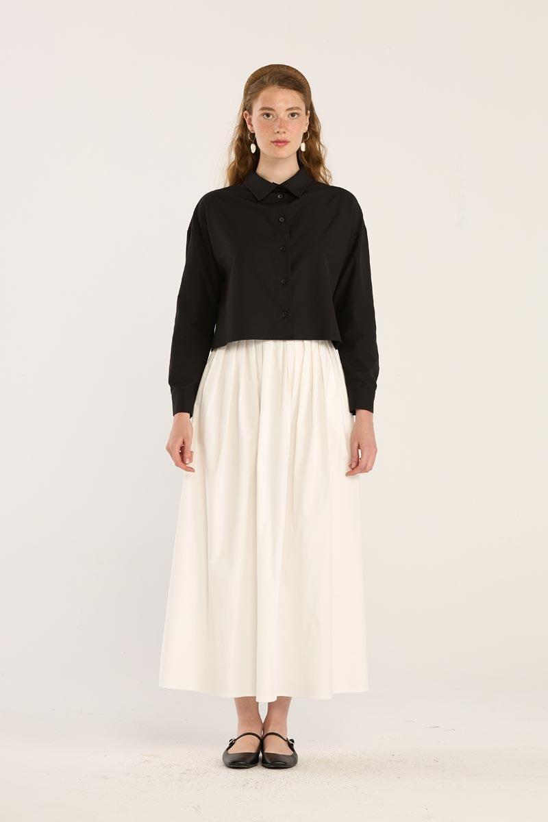 Kısa Poplin Gömlek Siyah