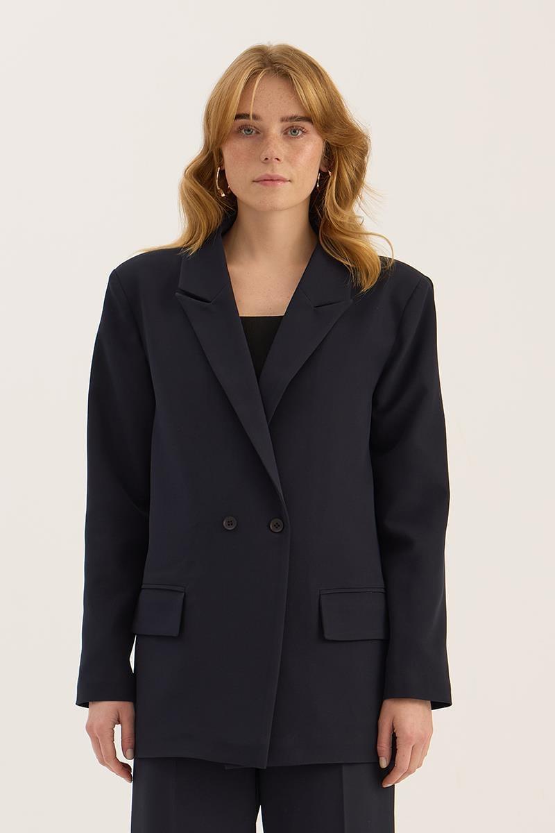 Klasik Kesim Blazer Lacivert