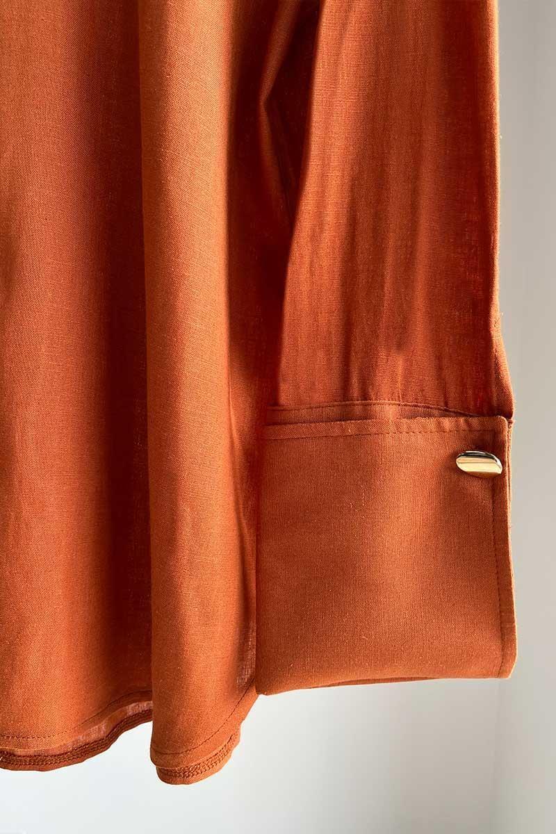 Manşet Detaylı Gömlek Turuncu