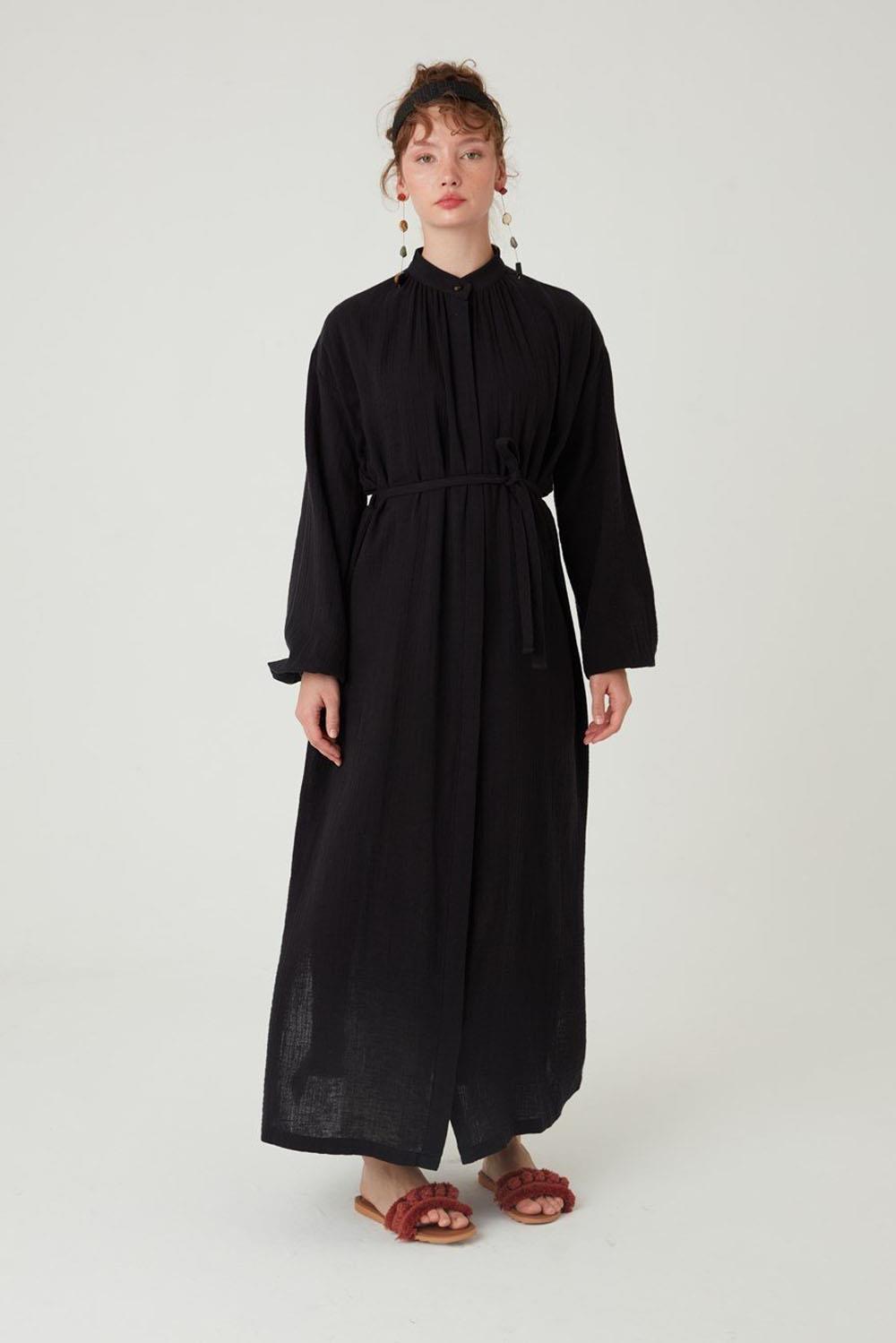 Müslin Gömlek Elbise Siyah