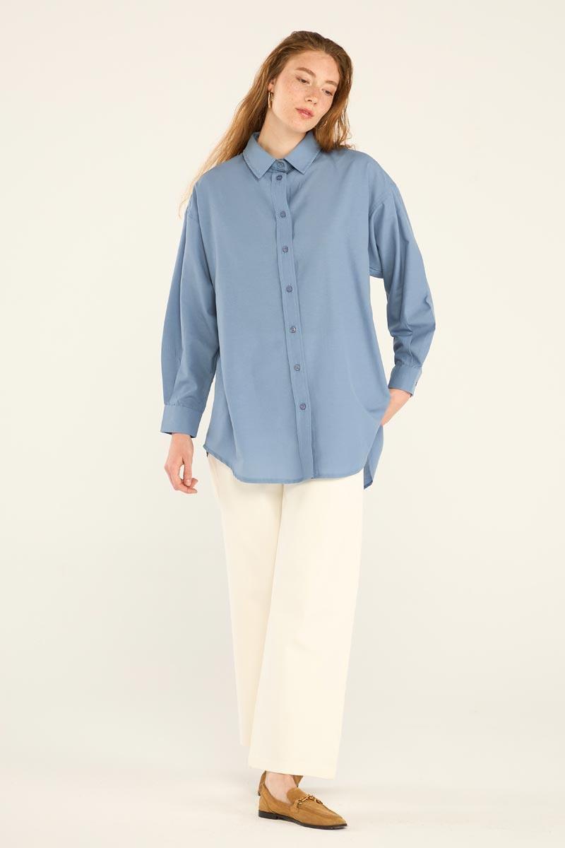 Poplin Gömlek Mavi