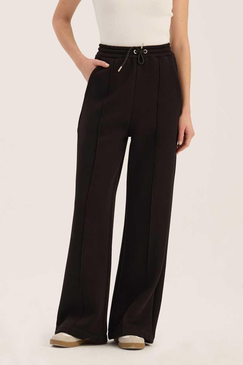 Şardonlu Eşofman Altı Siyah