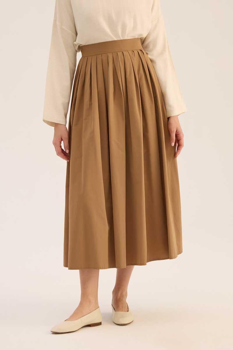 Sık Pileli Etek Vizon