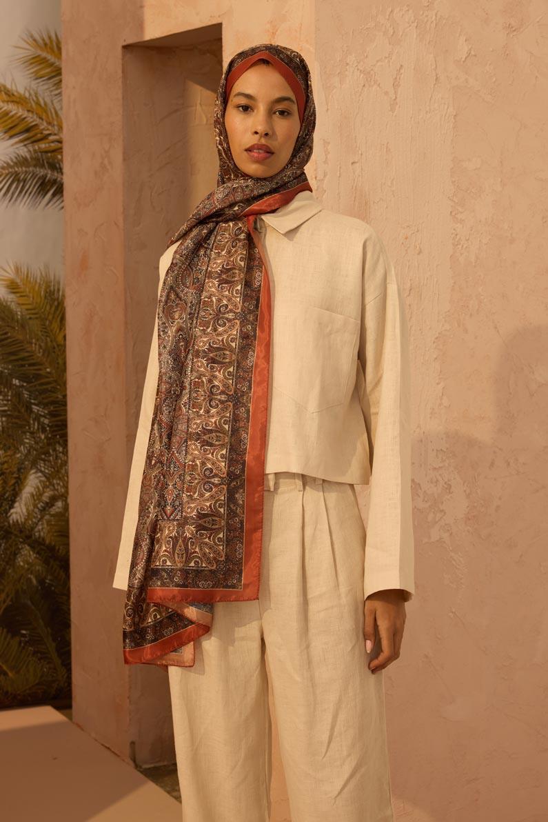 Soft Vual İpek Şal Kiremit