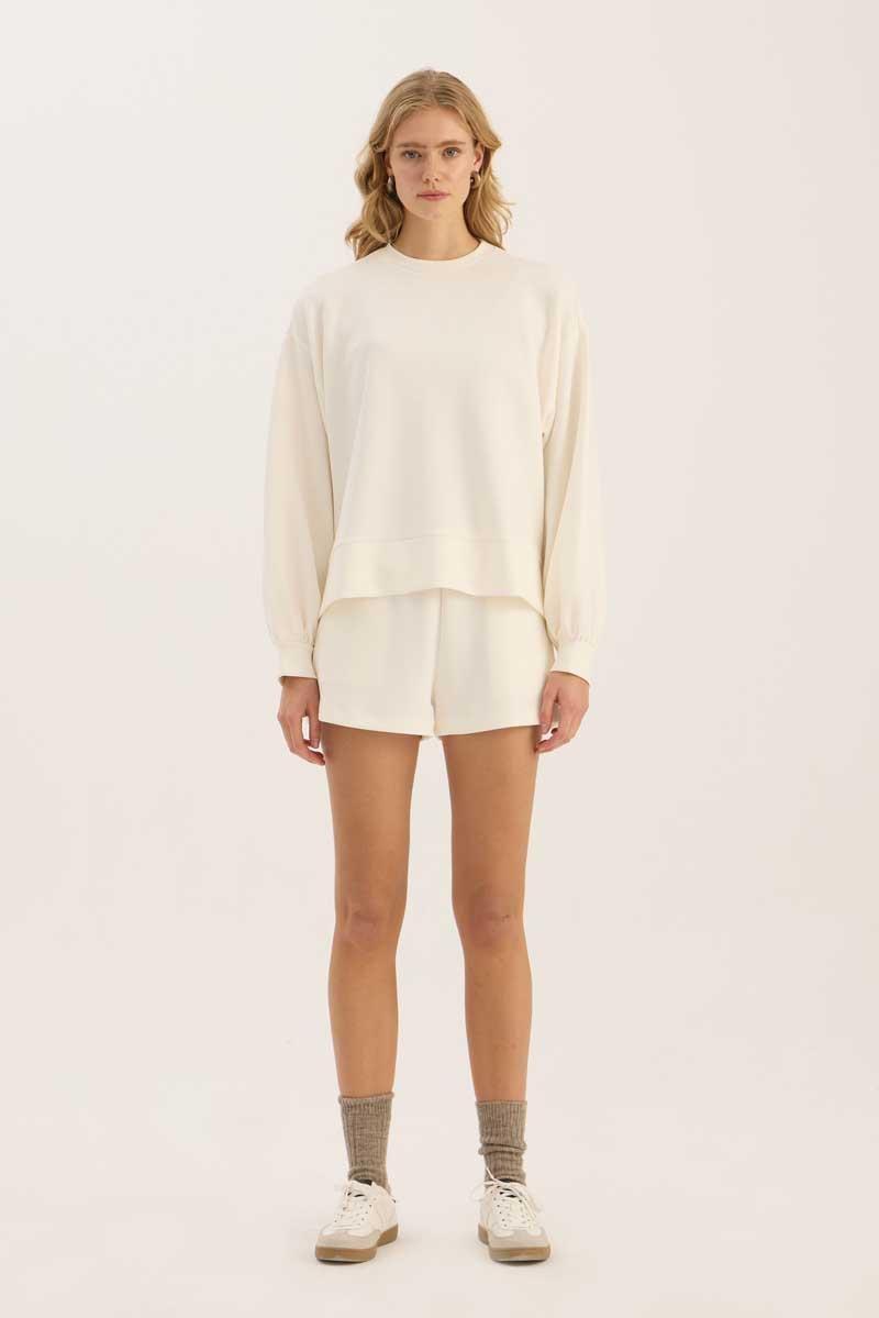 Sweatshirt Şort Ekru
