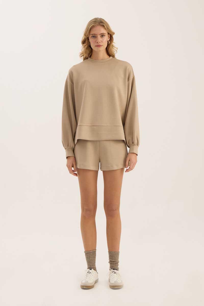 Sweatshirt Şort Koyu Vizon