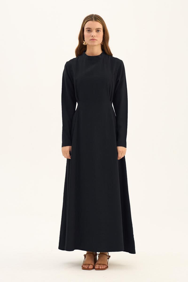 Taşlanmış Tensel Elbise Siyah