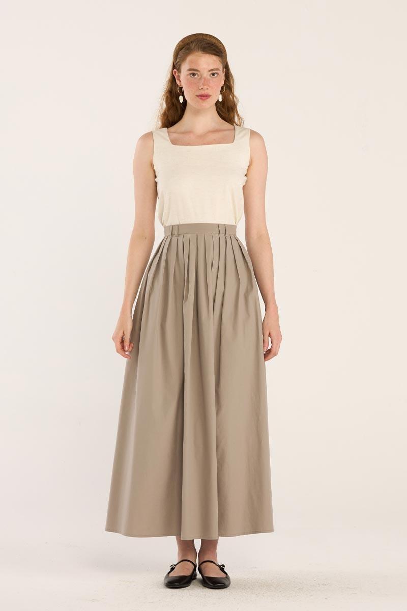 Uzun Sık Pileli Etek Taş