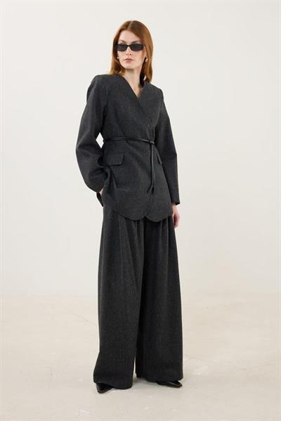 Koyu Gri Blazer Ceket Pantolon Takım