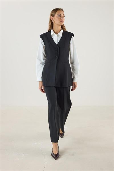 Siyah Yelek Culotte Pantolon Takım