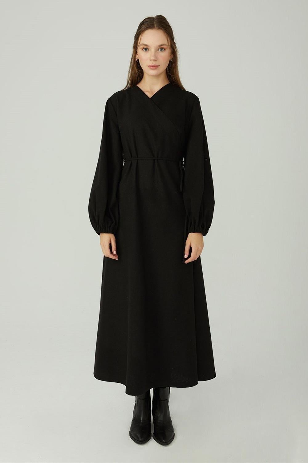 Anvelop Yün Elbise Siyah