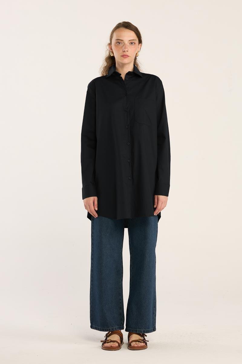Basic Poplin Gömlek Siyah