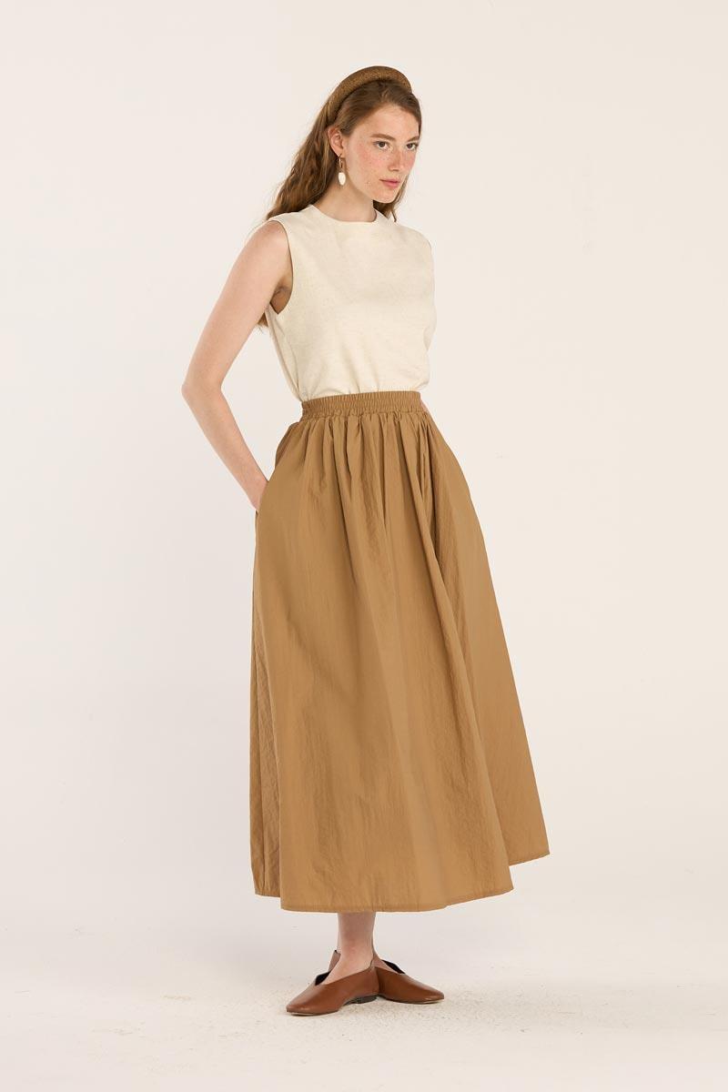 Büzgülü Etek Camel