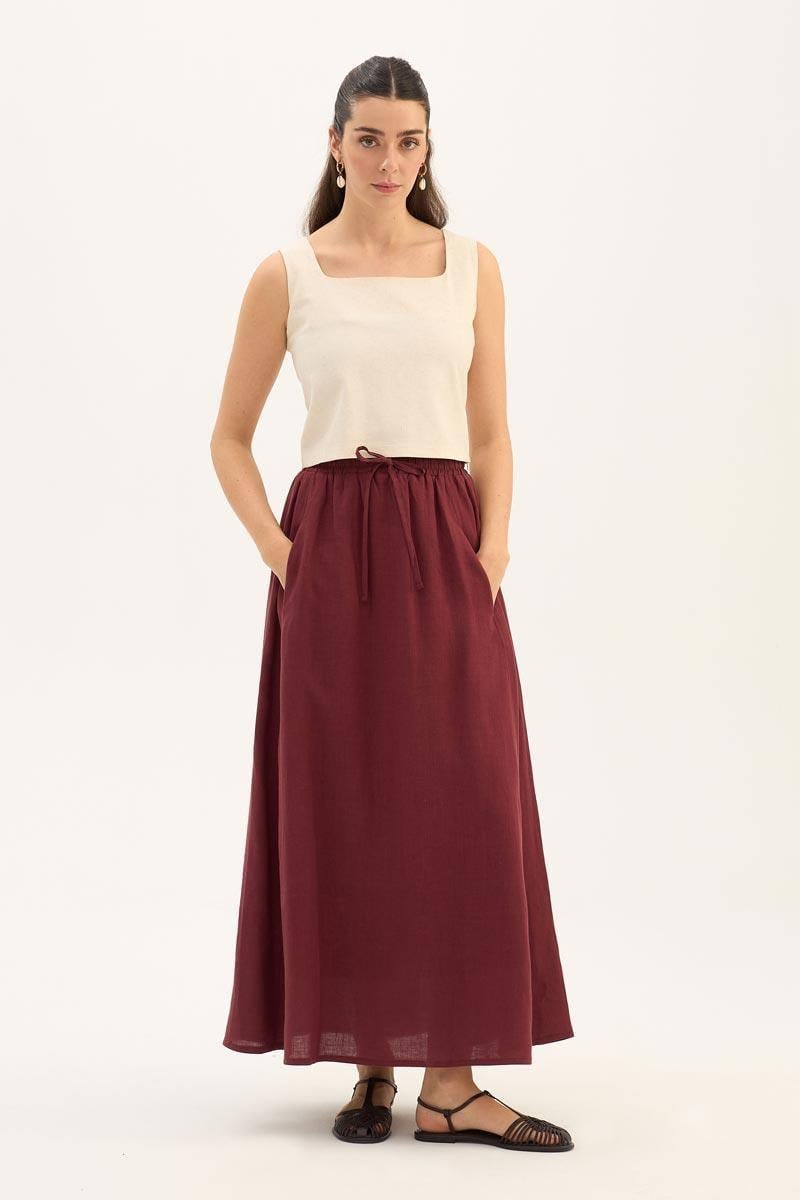 Cepli %100 Keten Etek Bordo