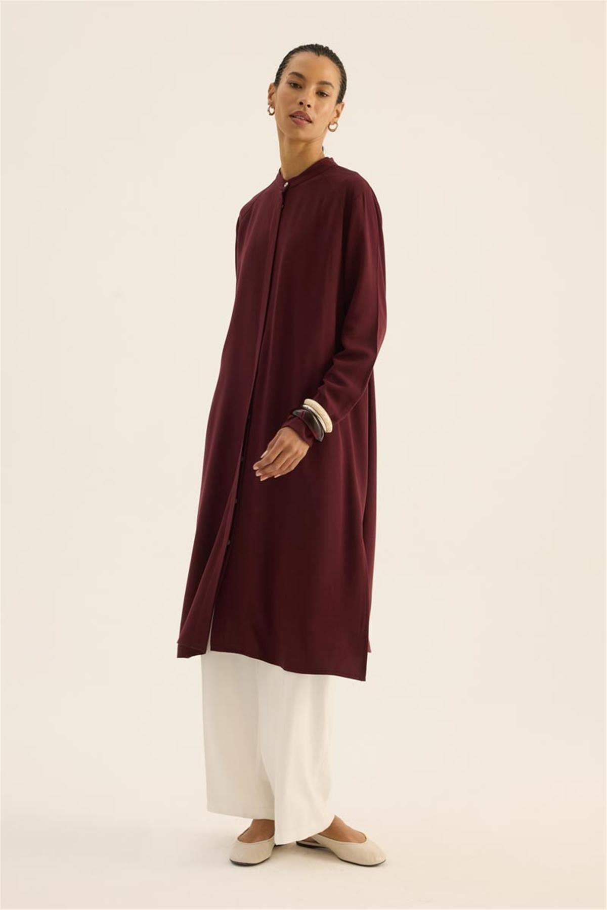 İnce Yazlık Tunik Bordo
