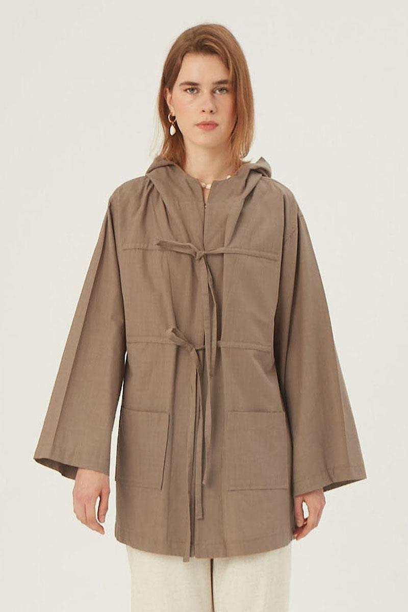 Kapüşonlu Kısa Ceket Camel