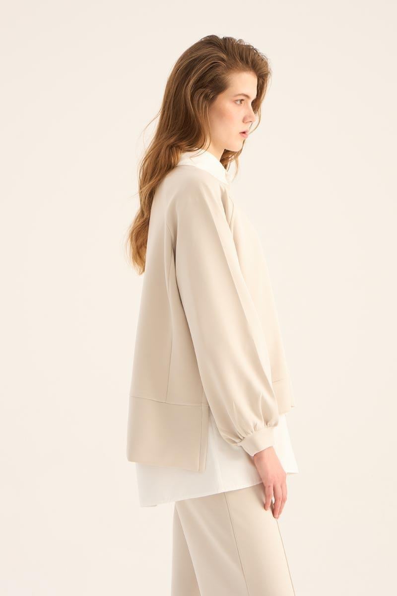 Kısa Modal Sweatshirt Taş