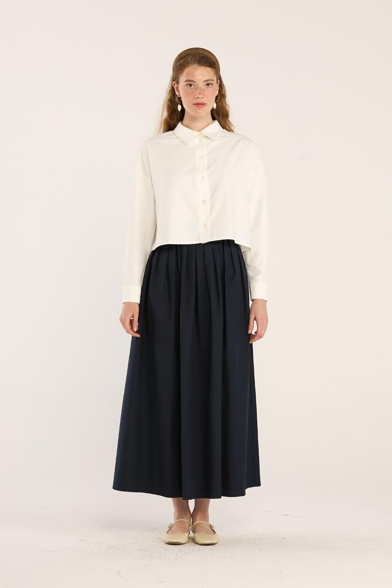 Kısa Poplin Gömlek Ekru