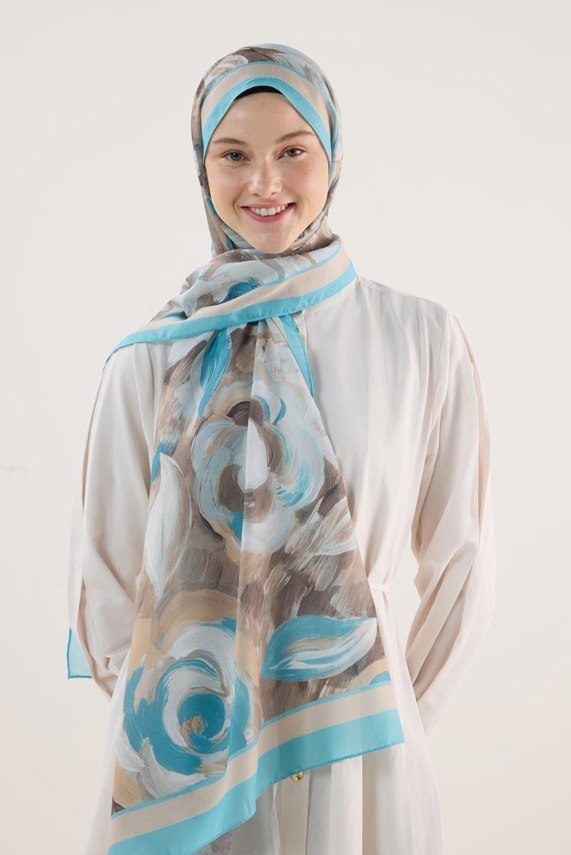 Pastel Çiçek Desenli Şal