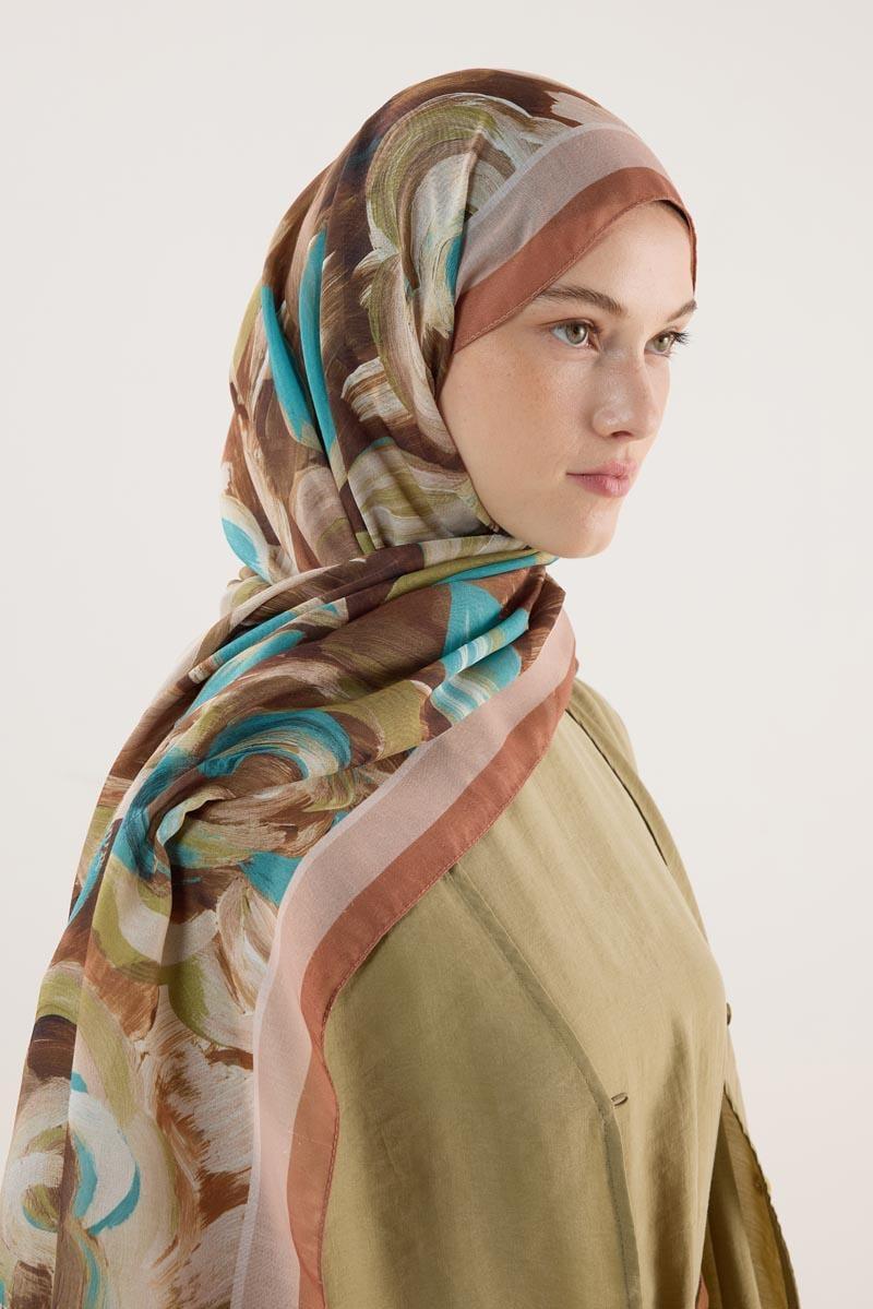 Pastel Çiçek Desenli Şal