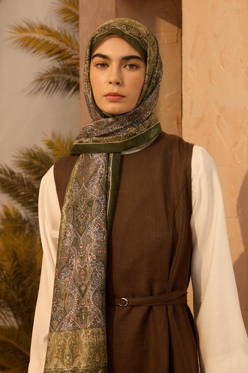 Soft Vual İpek Şal Yeşil