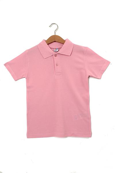 Erkek Çocuk Kısa Kollu Pembe Polo Yaka Tişört - Pamuklu Günlük Okul Kıyafeti