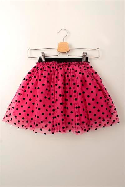 Kız Çocuk Tütü Etek Fuşya Puantiyeli 23 Nisan 29 Ekim Parti Doğum Günü Kıyafeti