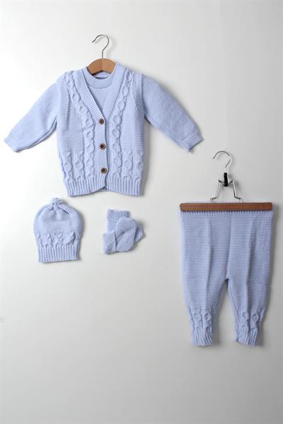 Halka Örgülü Unisex Kız Erkek Bebek Takım