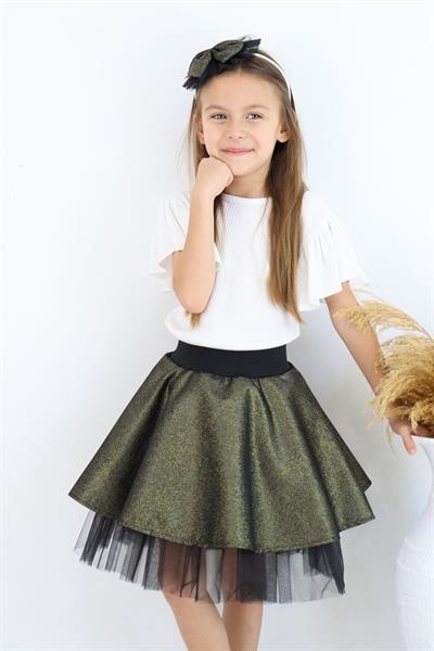 Kız Çocuk Tütü Etek Altın Sarı Simli Taçlı Set 23 Nisan 29 Ekim Doğum Günü Parti Kıyafeti