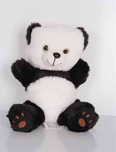 23 cm Yavru Sevimli Ayıcık Şekilli Peluş Oyuncak Siyah Beyaz