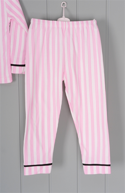 443100 Pembe Çizgili Yakalı Pijama Takım