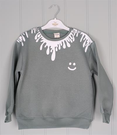 443558  Kışlık Damlayan Baskılı Sweat Yeşil