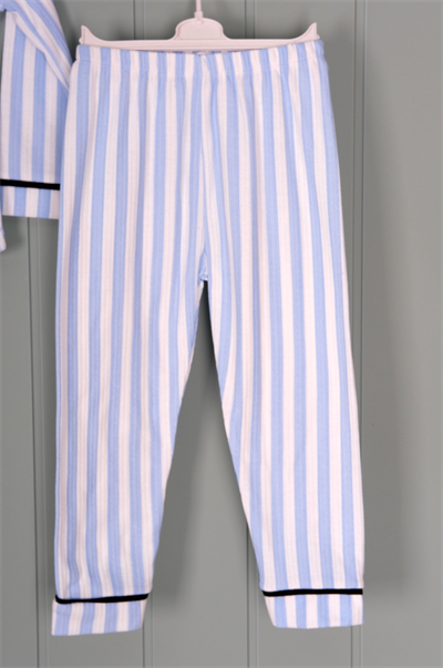 444756 Mavi Çizgili Yakalı Pijama Takım