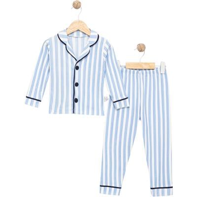 444756 Mavi Çizgili Yakalı Pijama Takım