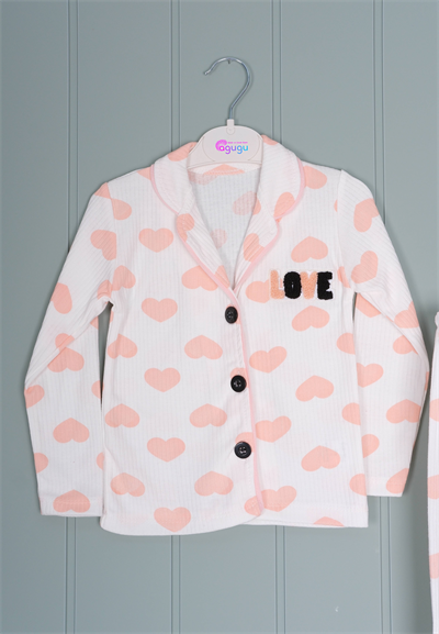 450455 Kalpli Love Pijama Takım Yavru Ağzı Kalp Desenli
