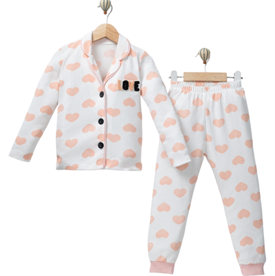 450455 Kalpli Love Pijama Takım Yavru Ağzı Kalp Desenli