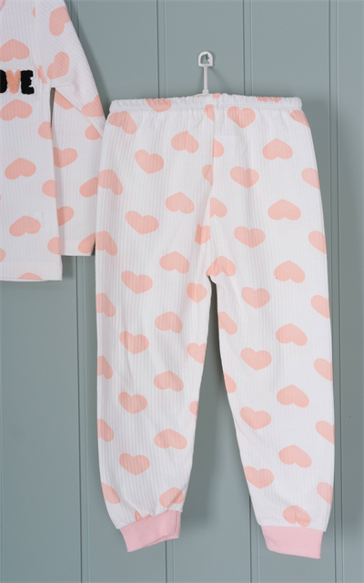 450455 Kalpli Love Pijama Takım Yavru Ağzı Kalp Desenli