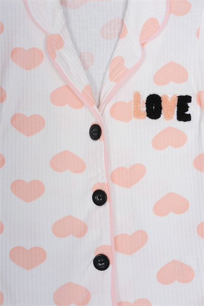 450455 Kalpli Love Pijama Takım Yavru Ağzı Kalp Desenli