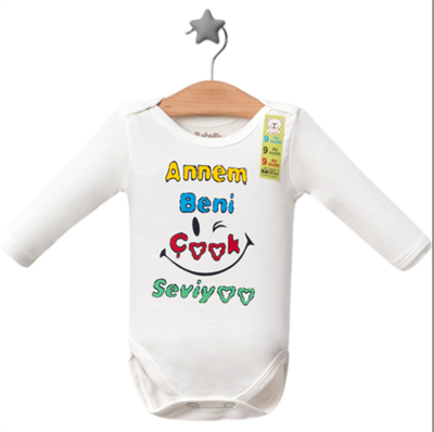 Annem Beni Seviyoo Baskılı uzun kollu Body