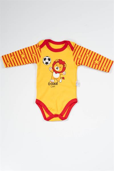 Aslan Baskılı Sarı Uzun Kollu Bebek Body