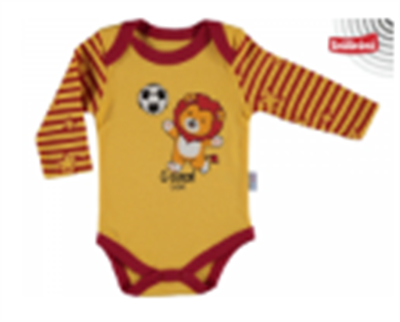 Aslan Desenli Uzun Kollu Bebek Body Sarı Kırmızı