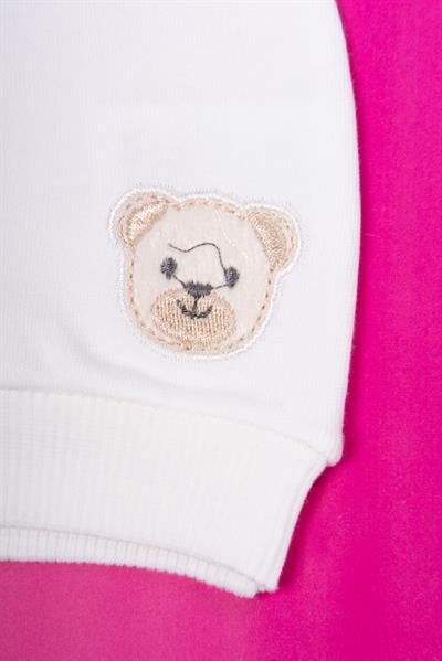 Ayı Nakışlı Bebek Şapka Beyaz