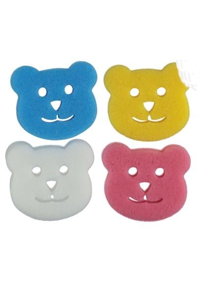 Ayıcık Şekilli Renkli Bebek Banyo Süngeri – 4'lü Set