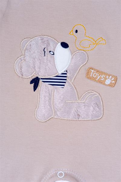 Ayıcık ve Toys Nakışlı Çıtçıtlı Tulum Erkek Bej